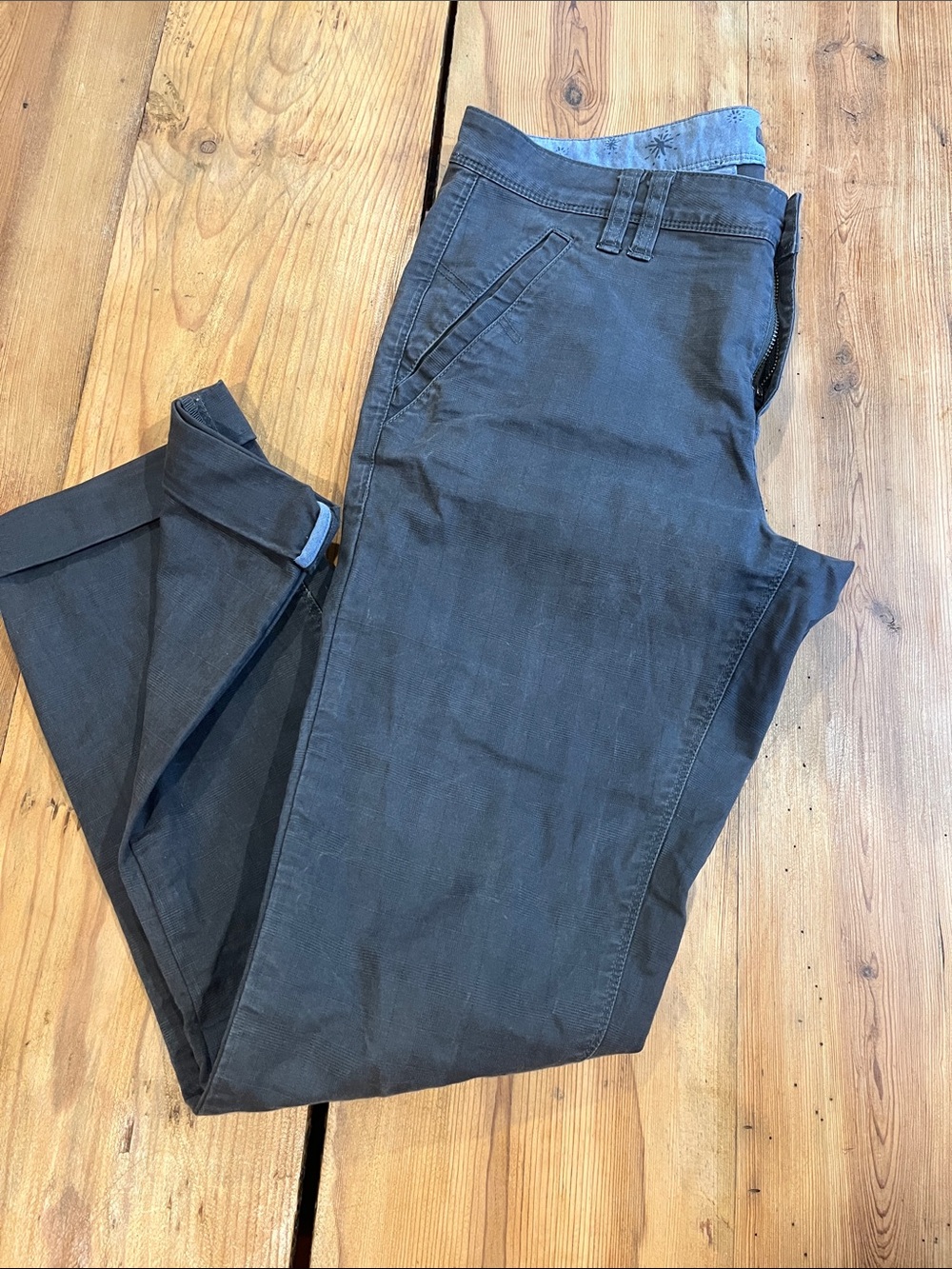 TOAD & CO 6 Dark Grey Cuffed Chino Pants Cotton Stretch